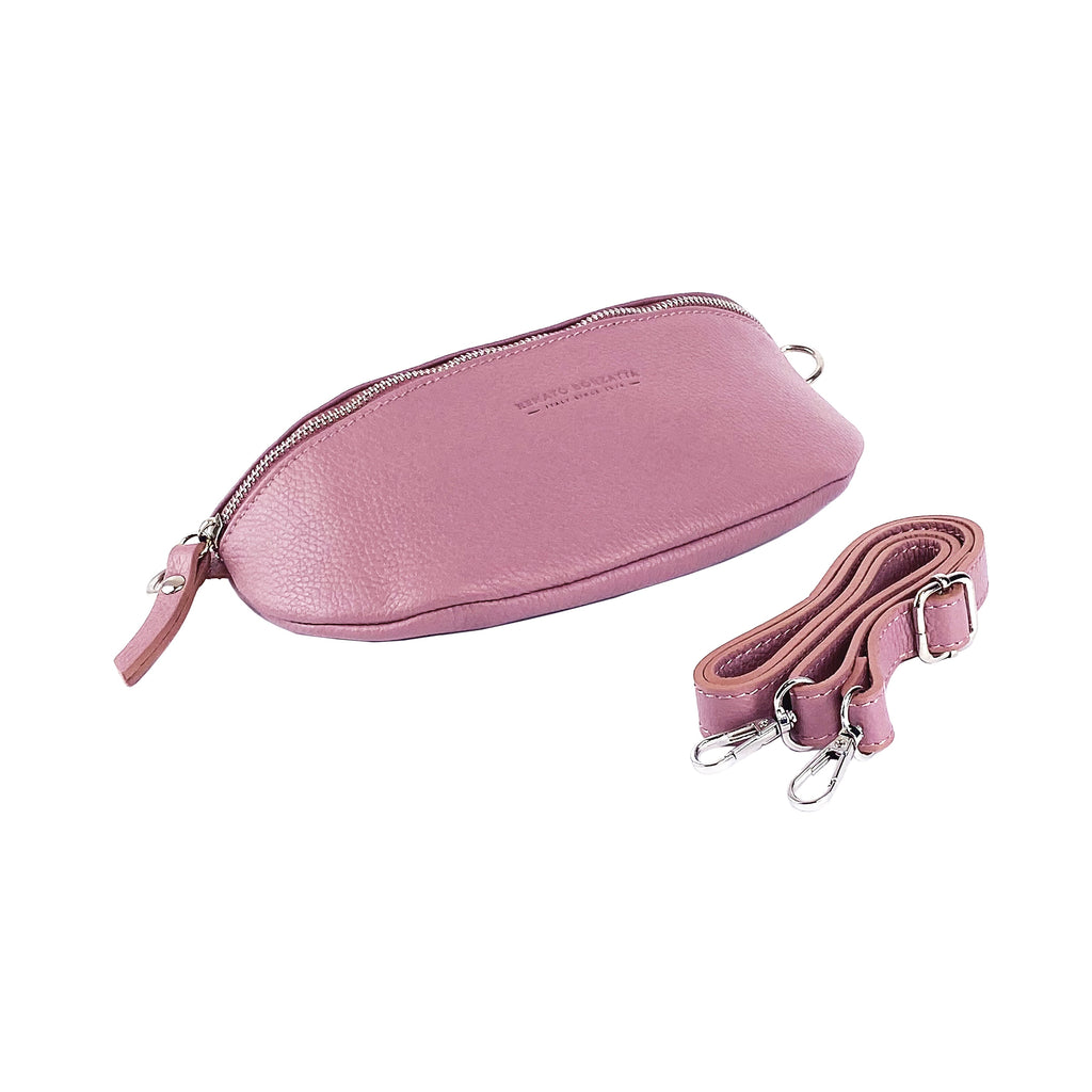 RB1015AZ | Marsupio in vera pelle Made in Italy con tracolla removibile, rosa antico