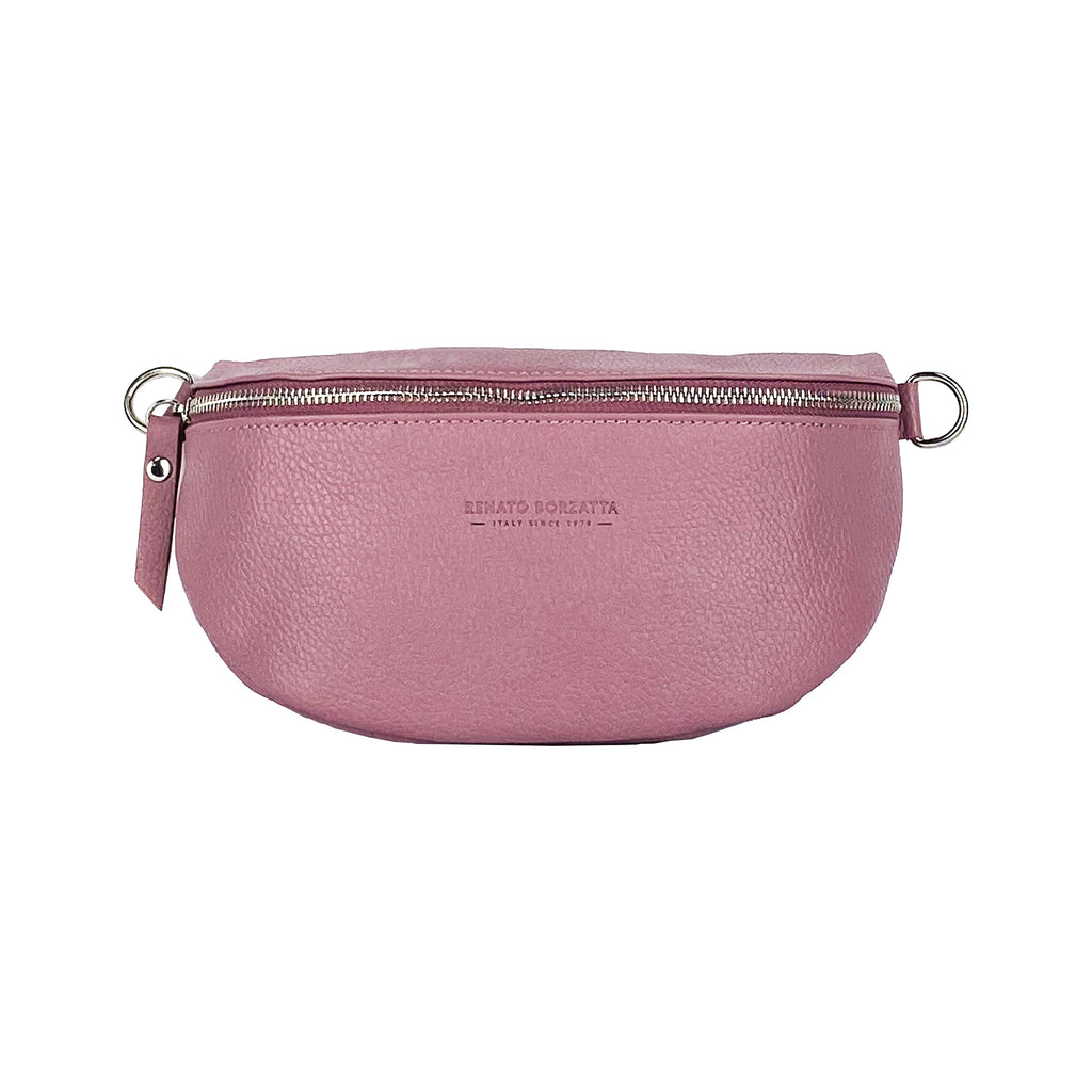 RB1015AZ | Marsupio in vera pelle Made in Italy con tracolla removibile, rosa antico