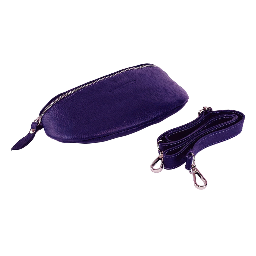 RB1015Y | Marsupio in vera pelle Made in Italy con tracolla removibile, viola