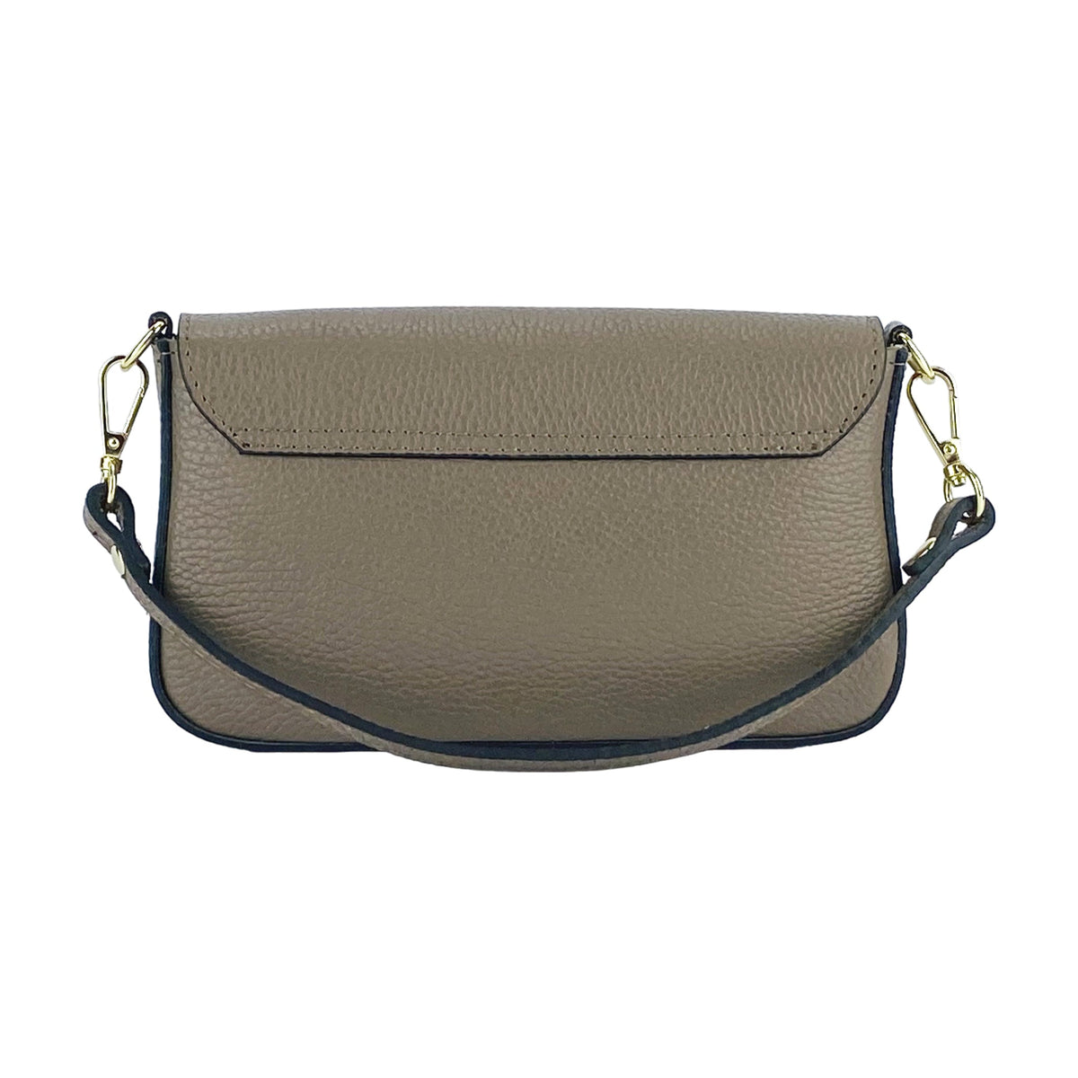 RB1023AQ | Borsa piccola in vera pelle Made in Italy con tracolla a catena removibile, tortora